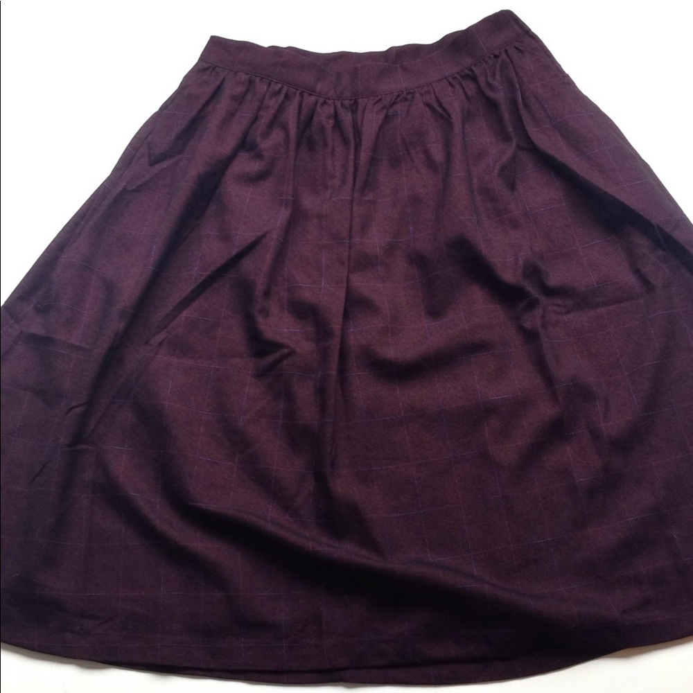 Modcloth Burgundy Window Pane Circle Skirt